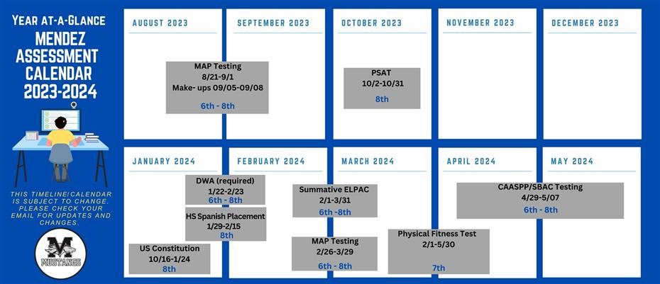 Year at a Glance Testing Calendar for the 23-24 School Year 